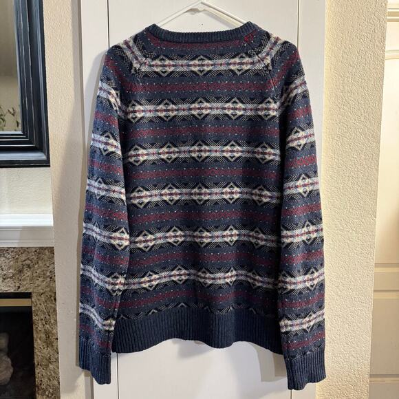 J.Crew Men's 100% Lambswool Fair Isle Ski Apres Crew Neck Sweater Size Large - Picture 3 of 7